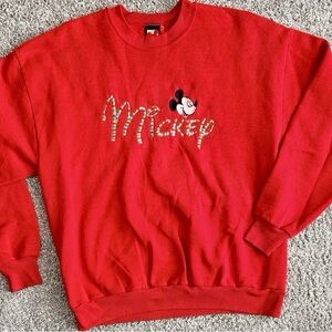 Vintage Disney Red Mickey Mouse Sweatshirt Mickey Script 90s